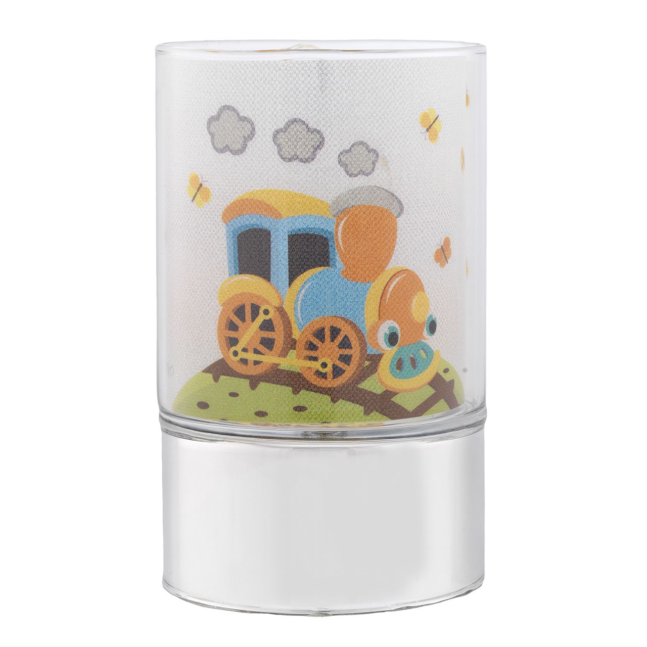LAMPADA IN VETRO H. 15 CON DECORO  TRENINO 
